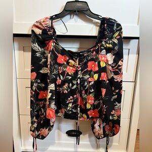 Black Floral Blouse. Size Small